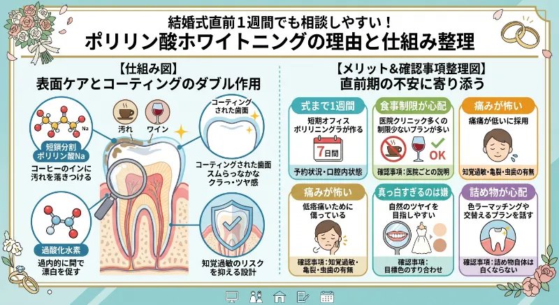 ポリリン酸ホワイトニングなら結婚式直前1週間でも相談しやすい理由