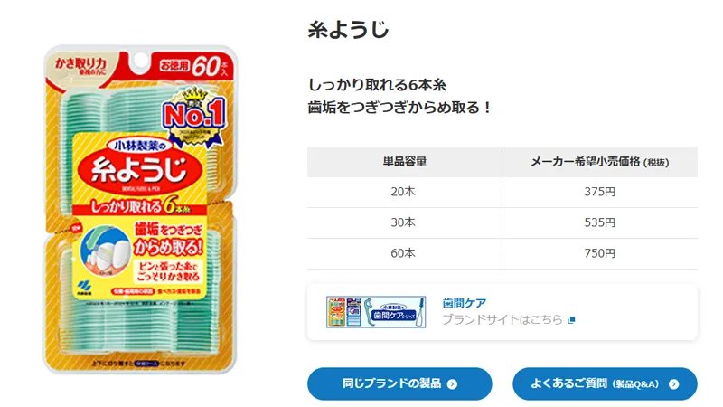 5位：小林製薬 糸ようじ