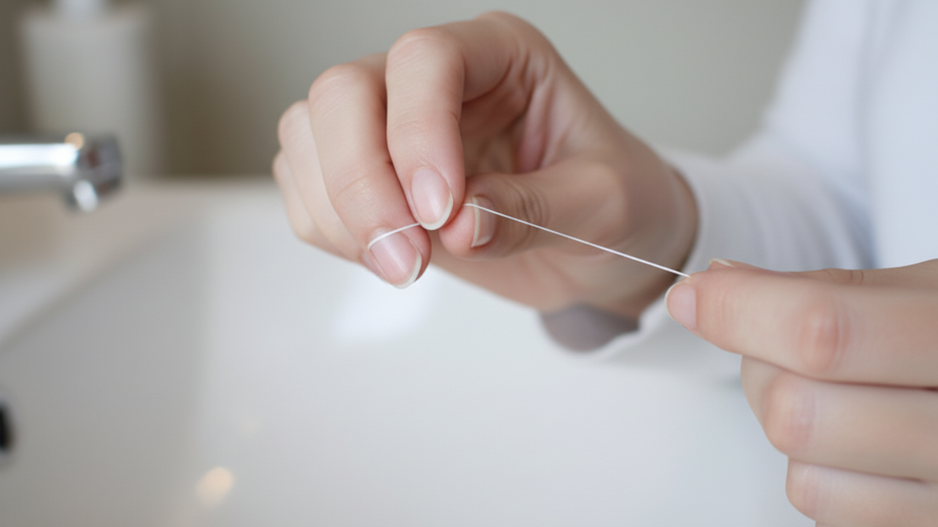 デンタルフロス使用イメージ（指の巻き）