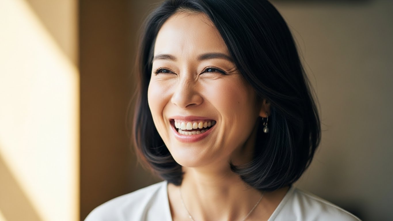 40代女性の笑顔アップカット